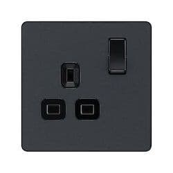 BG 13a 1 Gang Plastic Switched Socket - Matt Grey