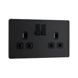 BG 13a 2 Gang Plastic Switched Socket - Matt Black