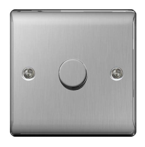 BG Brushed Steel 2way Push 400w - 1 Gang