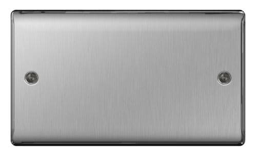 BG Brushed Steel Blank Plate - 2 Gang