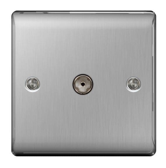BG Brushed Steel Co-Axial Socket - 1 Gang