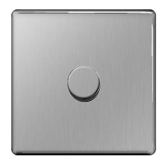 BG Dimmer Switch Push On /Off - Brushed Steel - 1 Switch