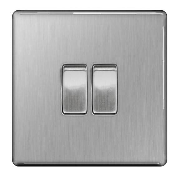 BG Light Switch 10ax Plate 2 Switch - 2way