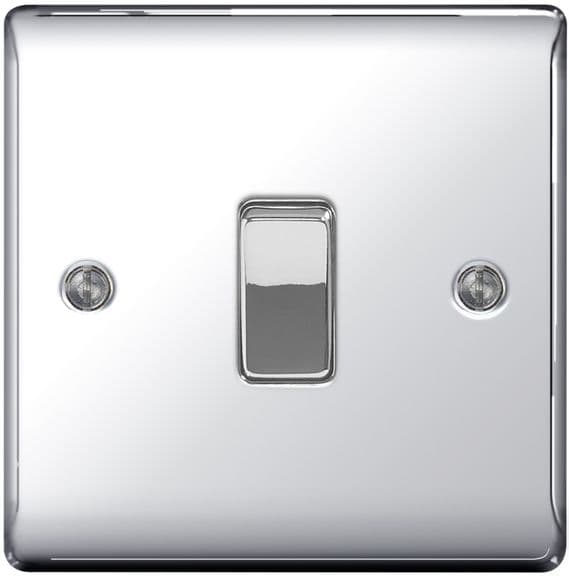 BG Metal Chrome 10ax Plate Switch 2 Way - 1 Gang