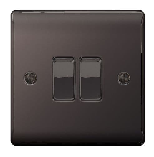 BG Nexus Metal Black Nickel 10ax Plate - 2 Gang