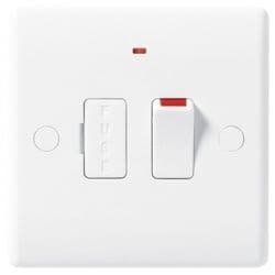 BG Round Edge Switched Fused With LED - White