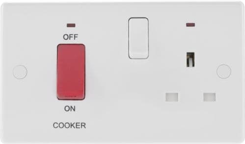 BG White Round Edge Cooker Control Unit - 45a with 13a Socket & LED