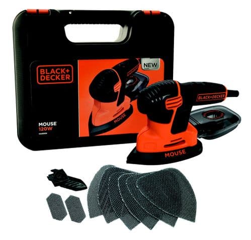Black & Decker 120W Next Generation Mouse® Sander - With Kitbox and 9 Accessories