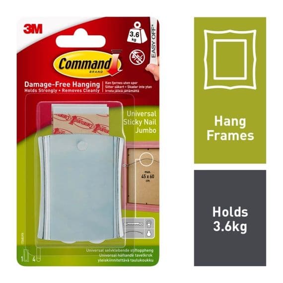 Command Jumbo Universal Sticky Nail - 1 Hook 4 Large Strips