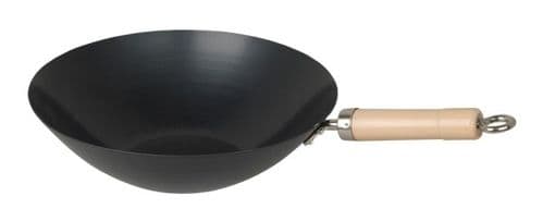CookEveryday Carbon Steel Non Stick Wok With Wooden Handle - 27cm