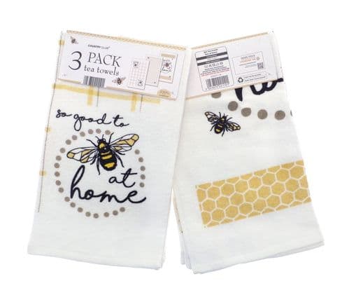 Country Club Velour Tea Towels - Pack 3