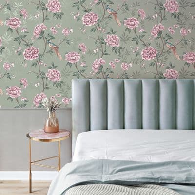 Crown Akina Floral Sage M1724 Wallpaper