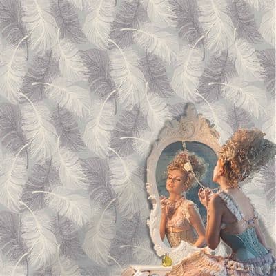 Crown Feather Grey M0923 Wallpaper