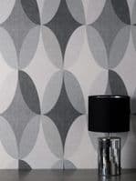 Crown Kirby Oval Geo Charcoal M1639 Wallpaper