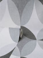 Crown Kirby Oval Geo Charcoal M1639 Wallpaper