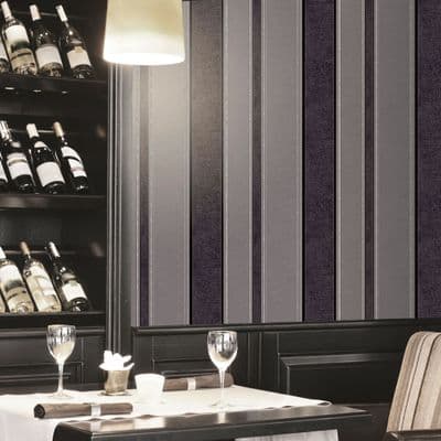 Crown Mallory Stripe Black M0917 Wallpaper