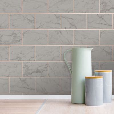 Crown Metro Tile Marble Charcoal M1511 Wallpaper