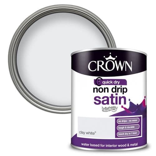 Crown Non Drip Satin 750ml - Clay White