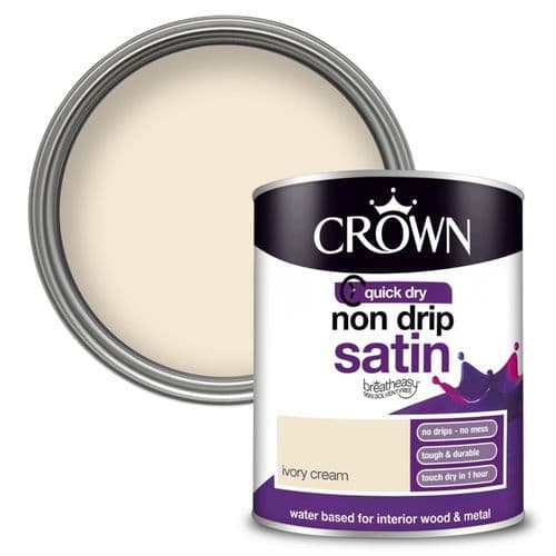 Crown Non Drip Satin 750ml - Ivory Cream
