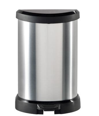 Curver Deco Black & Silver Pedal Bin - 20L