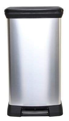 Curver Deco Black & Silver Pedal Bin - 50L
