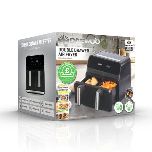 Daewoo Digital Double Drawer Air Fryer - 8L