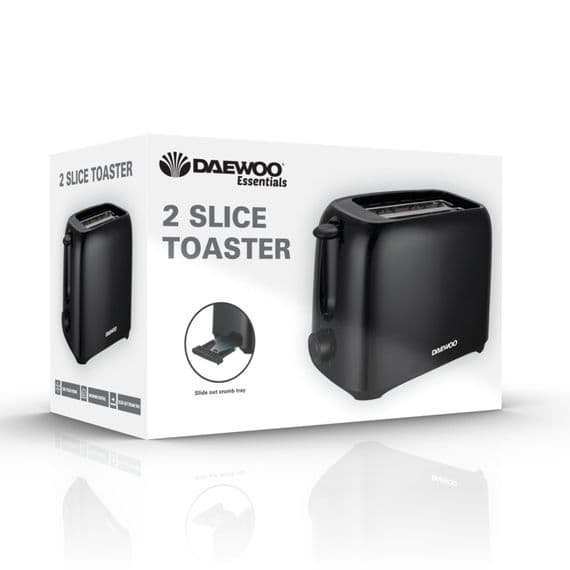 Dew Toaster Daewoo Plastic Toaster 2 Slice - Black