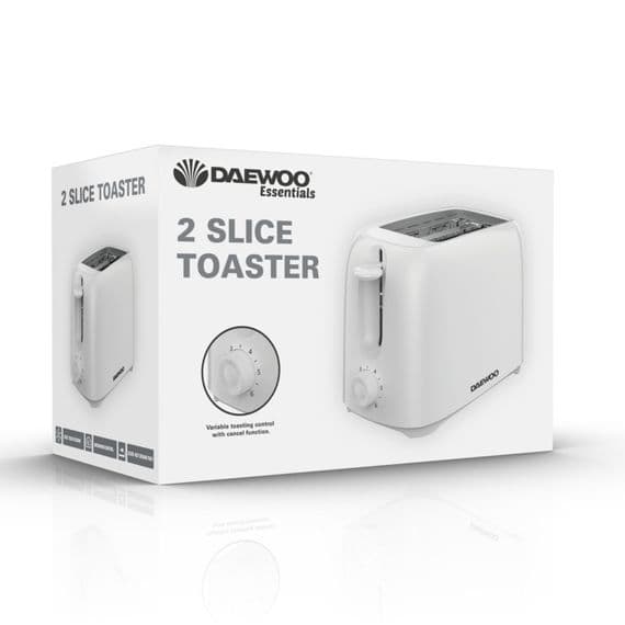 Dew Toaster Daewoo Plastic Toaster 2 Slice - Pure White
