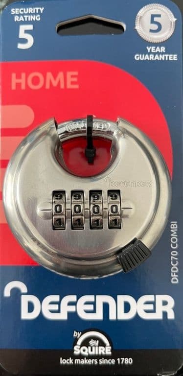 Defender Combi Recordable Disc Padlock - 70mm