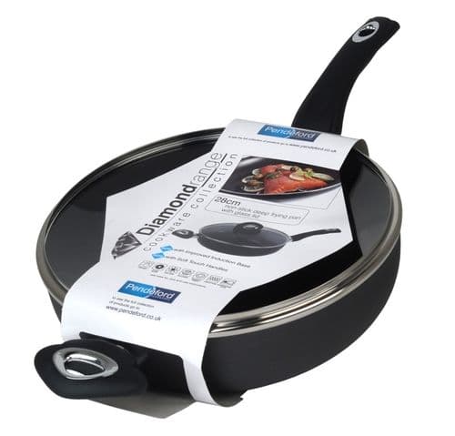 Diamond Non Stick Deep Fry Pan With Glass Lid - 28cm