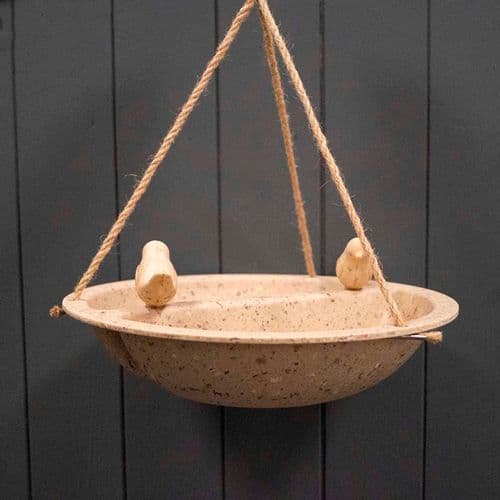 Earthy Sustainable Hanging Bird Bath & Feeder - Coffee