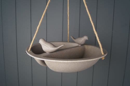 Earthy Sustainable Hanging Bird Bath & Feeder - Straw