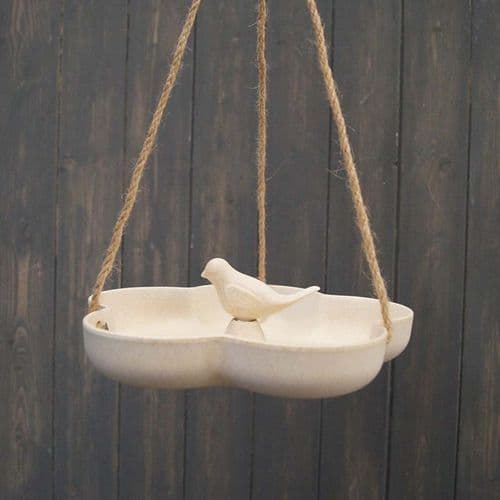 Earthy Sustainable Hanging Bird Bath - Natural