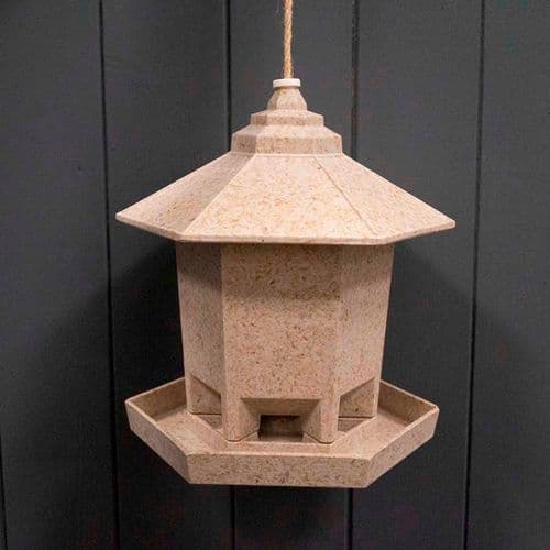 Earthy Sustainable Hexagon Bird Feeder - Chaff