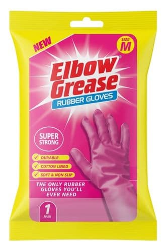Elbow Grease Pink Super Strong Rubber Gloves - Medium