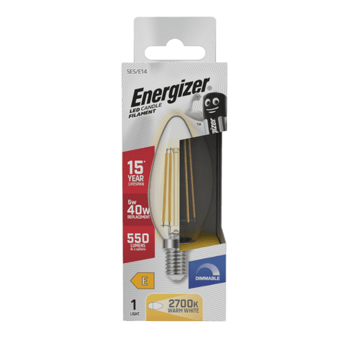 Energizer Filament LED Candle 2700k Dimmable 5w - 470lm