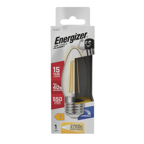 Energizer Filament LED Candle E27 Dimmable 5w - 470lm