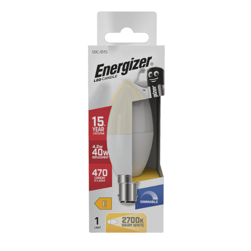 Energizer LED Candle 470lm Opal B15 Dimmable - 4.2w