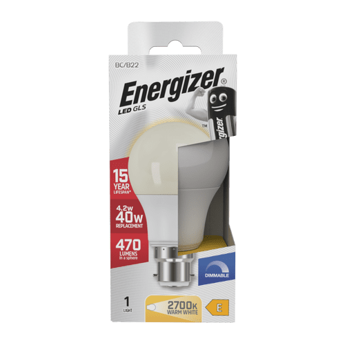 Energizer LED GLS B22 2700k Dimmable - 470lm