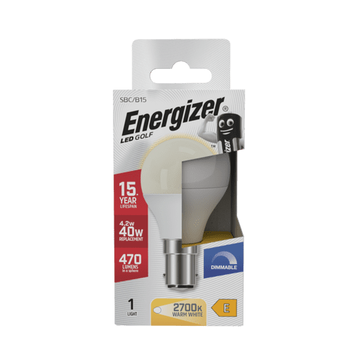 Energizer LED Golf 470lm Opal B15 Dimmable - 4.2w