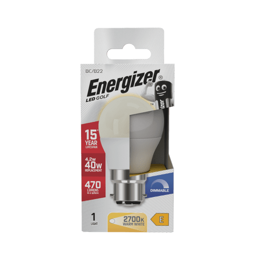 Energizer LED Golf 470lm Opal B22 Dimmable - 4.2w