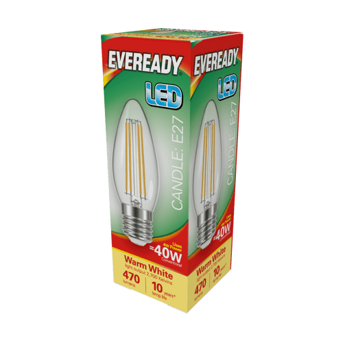 Eveready LED Filament Candle 470LM E27 ES - 4W 27000K