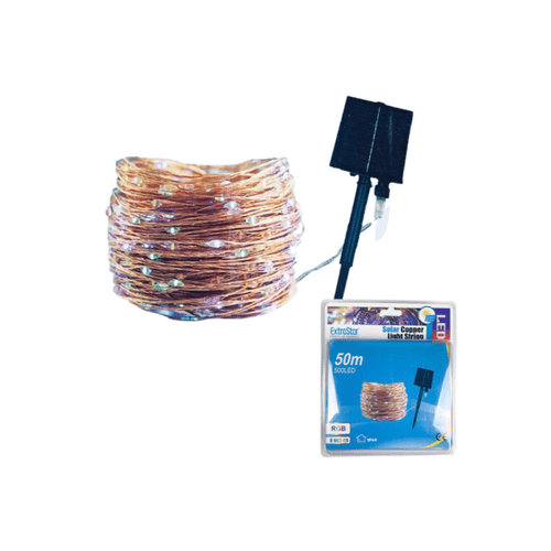 Extrastar Solar LED Copper Light String - 50m RGB