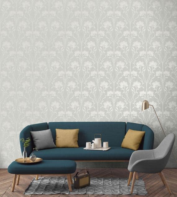 Fine Decor Florence Floral Grey FD42585 Wallpaper