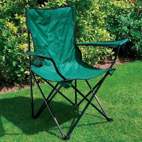 Folding Camping/ Fishing/ Picnic Chair With Cup Holder - Green