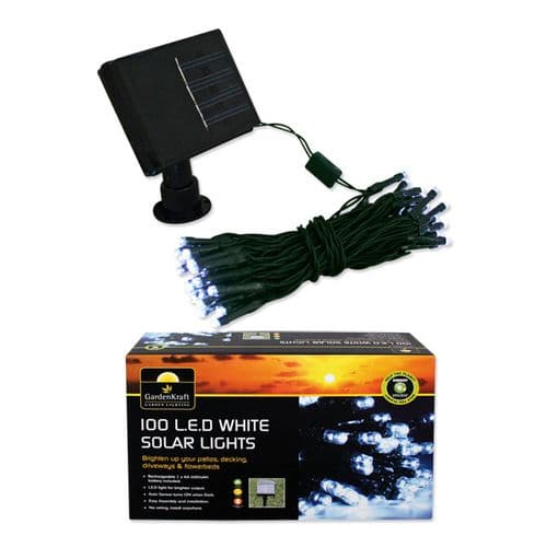 GardenKraft 100 LED Solar String Lights - White