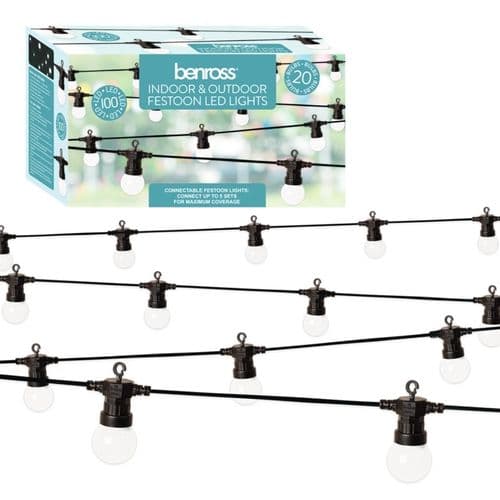 GardenKraft 20 Connectable Bulb String Light - White