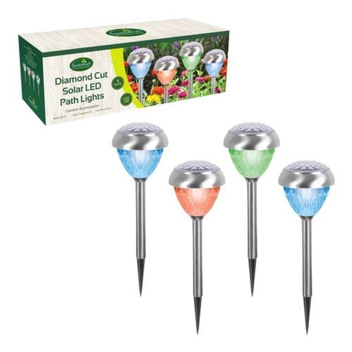 GardenKraft Stainless Steel Colour Change Solar Lights - Set 4