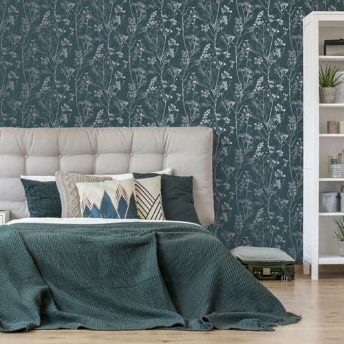Graham and Brown Hedgerow Teal 112571 Wallpaper