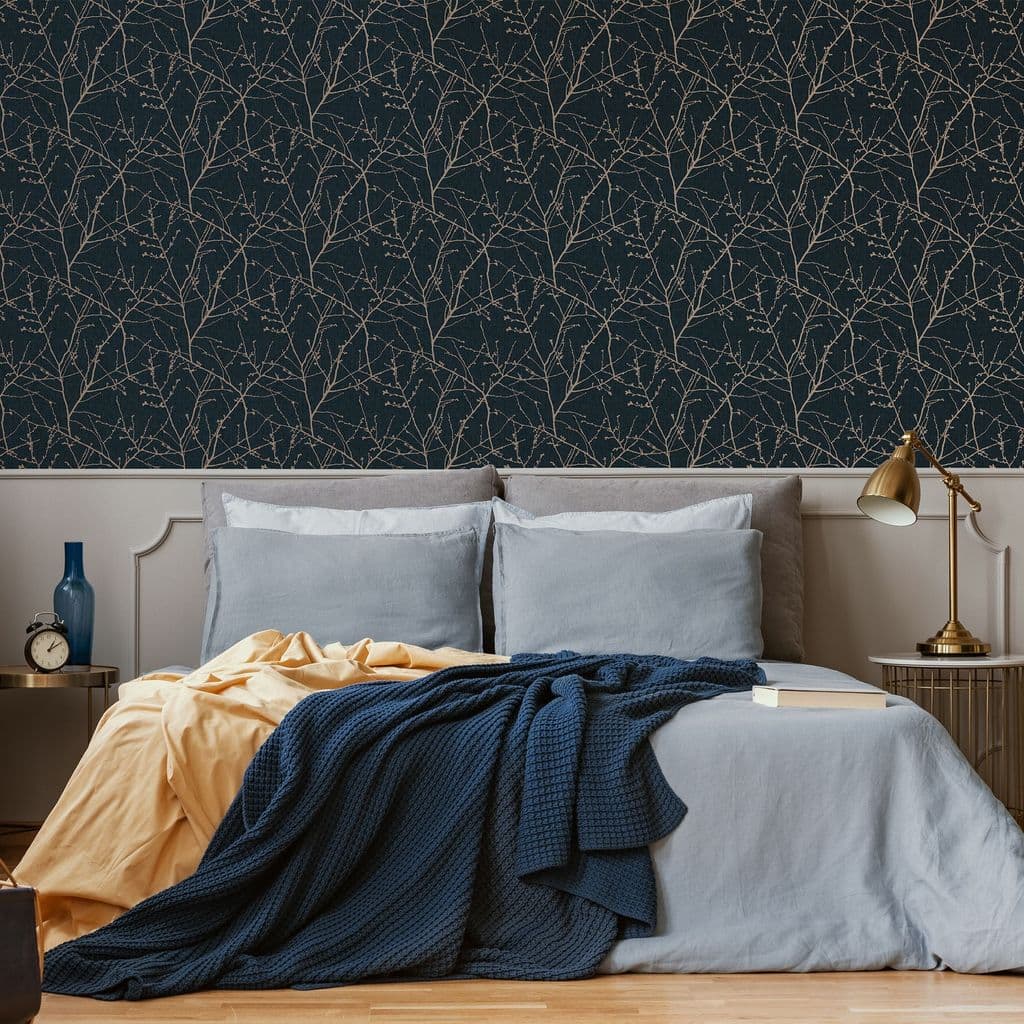 Graham and Brown Innocence Navy 108619 Wallpaper